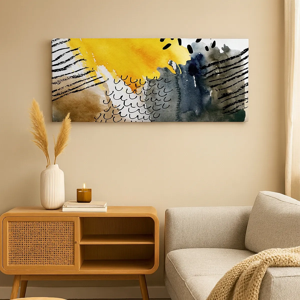 Schilderen op canvas - Een ontmoeting van de elementen - 30x30 cm