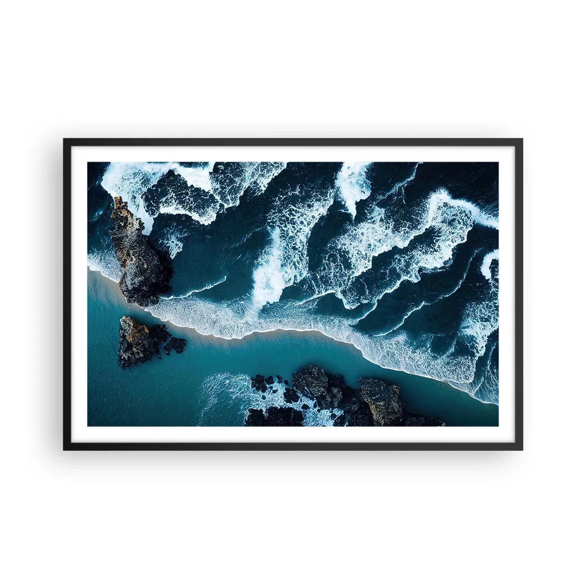 Poster in een zwarte lijst - In golven gewikkeld - 91x61 cm