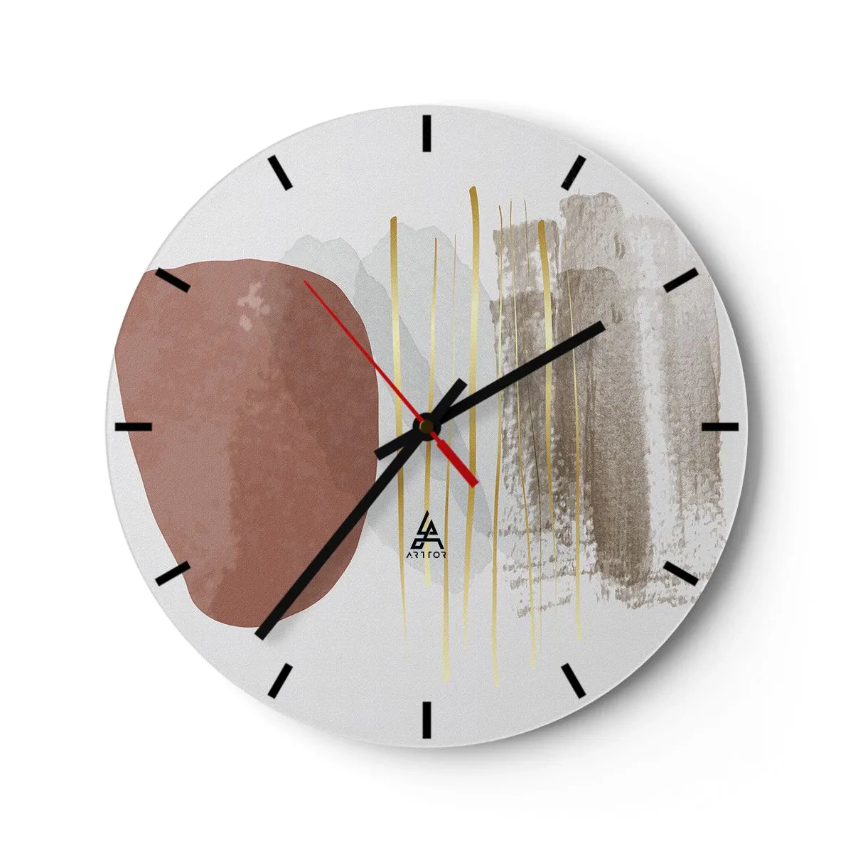 Wandklok - Klok - Minimalistische abstracte vormen in beige- en bruintinten - 30x30cm - Abstracte zuilengalerij - Moderne wanddecoratie voor woonkamer, keuken en slaapkamer ARTTOR