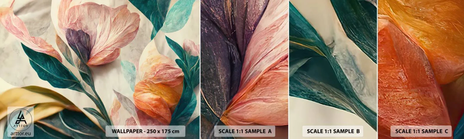 Fotobehang Staaltje Standard Eco - Bloemen van de zuidelijke eilanden - Bloemen, Vintage, Plantkunde - 100x30 cm