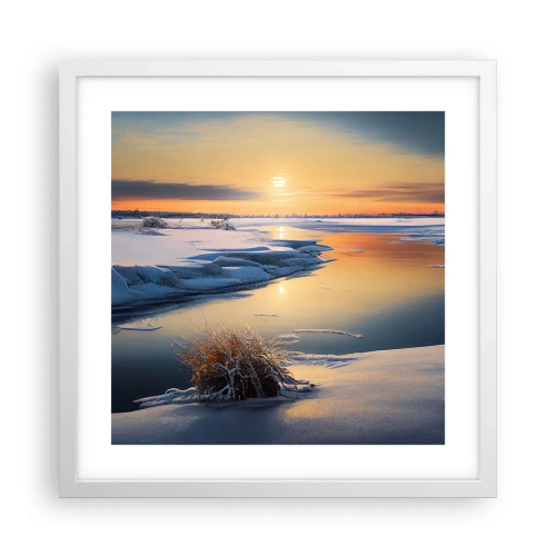 Poster in een witte lijst - Winterse zonsondergang - 40x40 cm