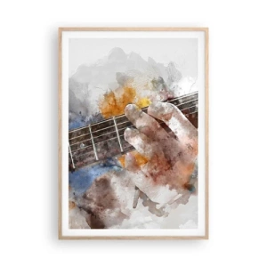 Een poster in een licht eiken lijst - Poëzie tussen de snaren - 70x100 cm