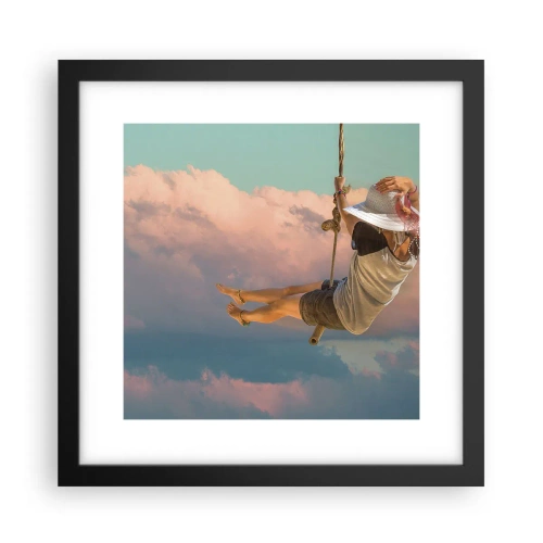 Poster in een zwarte lijst - Plezier in de wolken - 30x30 cm