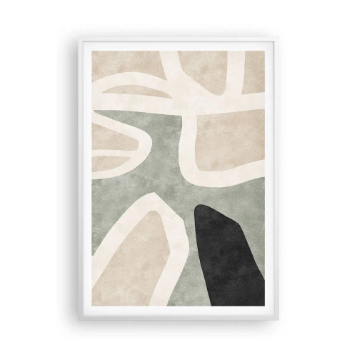 Poster in een witte lijst - Compositie met een zwart motief - 70x100 cm