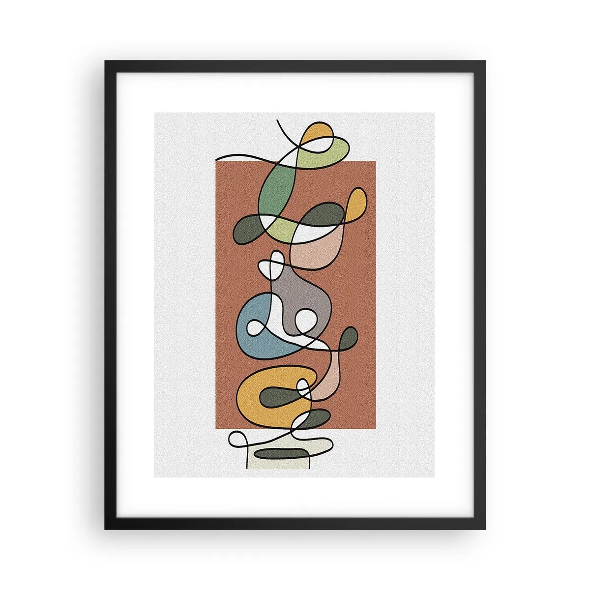 Poster in een zwarte lijst - Abstractie: kleurrijke dans - 40x50 cm