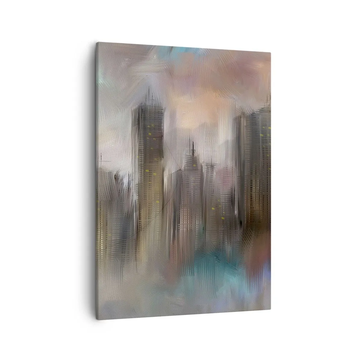 Schilderen op canvas - Een compositie van staal, steen en mist - 50x70 cm