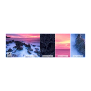 Fotobehang Staaltje Standard Eco - Geboorte in licht en mist - Landschap, Oceaan, Zonsondergang - 100x30 cm