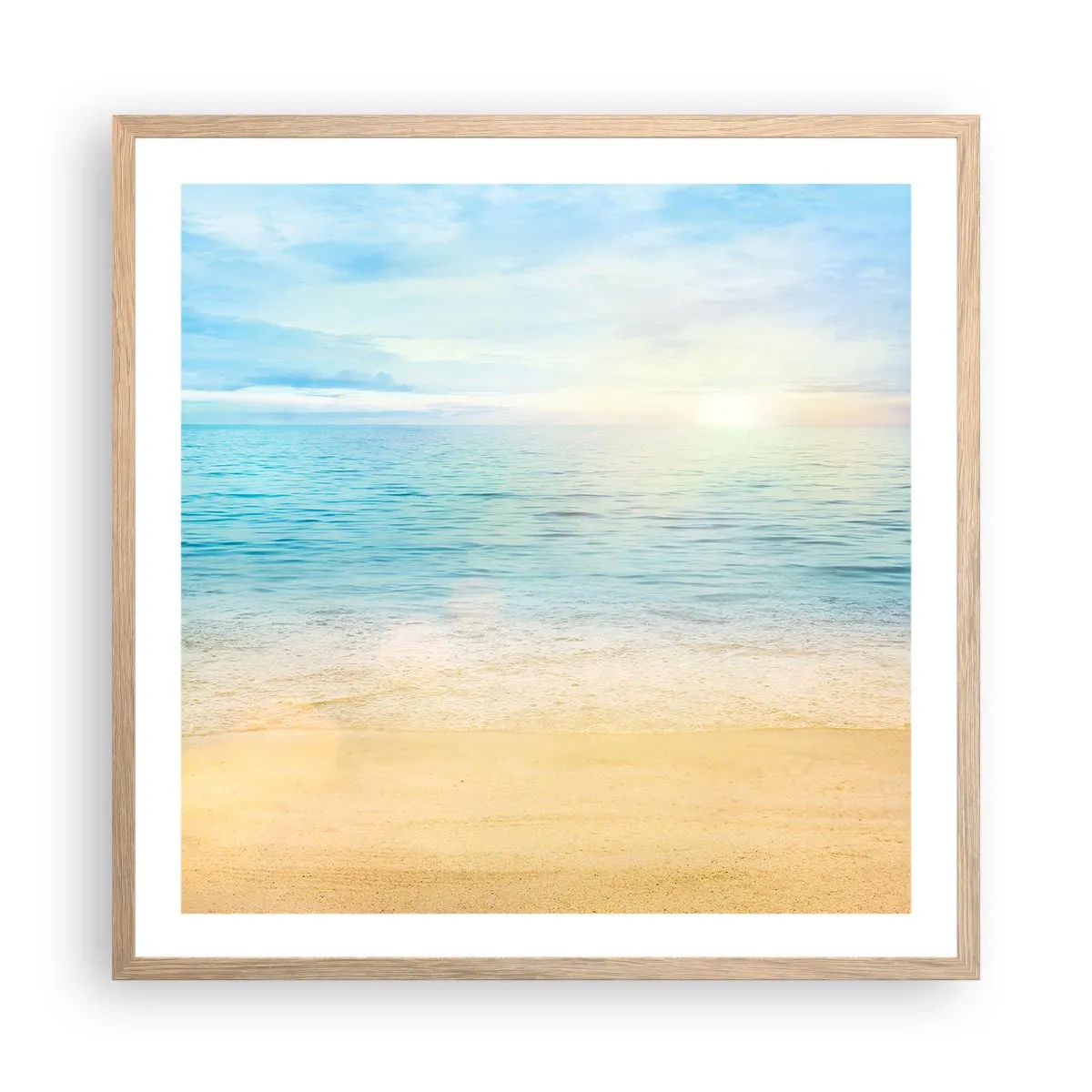 Een poster in een licht eiken lijst - Groot blauw - 60x60 cm