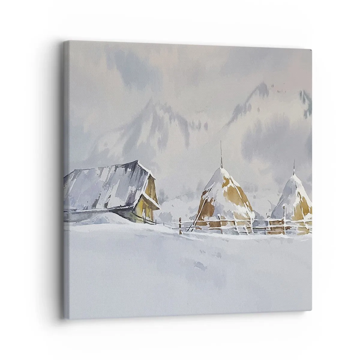 Schilderen op canvas - In een besneeuwde vallei - 30x30 cm