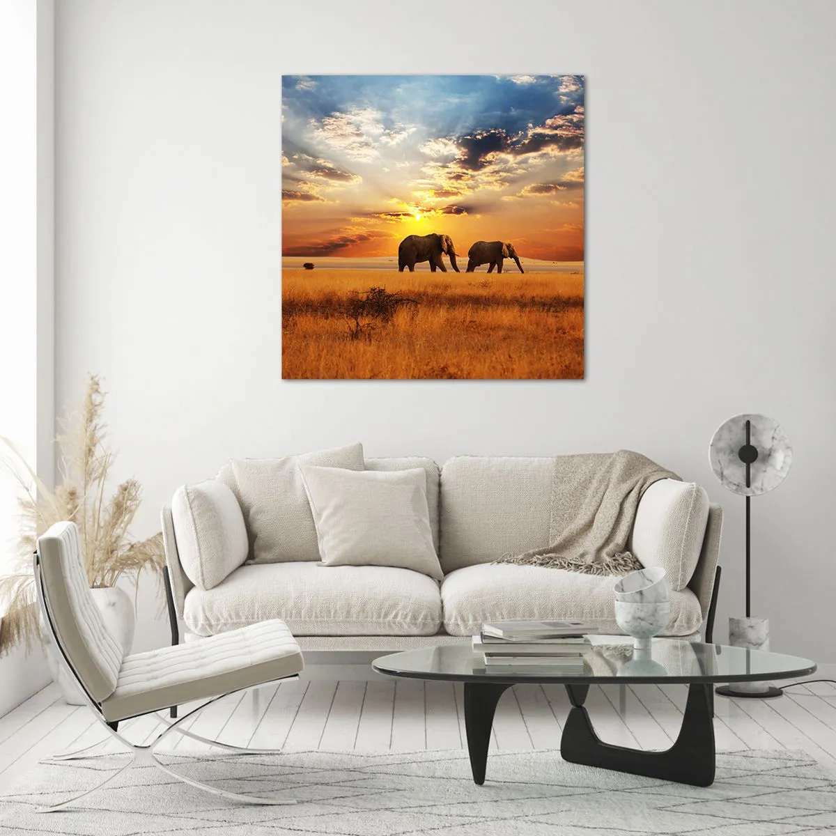 Schilderen op glas - Familie wandeling - 60x60 cm