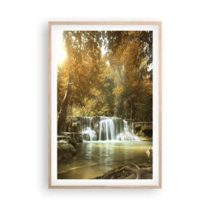 Een poster in een licht eiken lijst - Park cascade - 61x91 cm