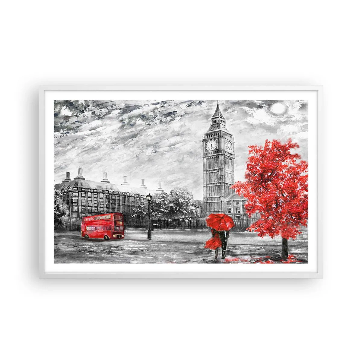 Poster in een witte lijst - Een spannende dag - 91x61 cm