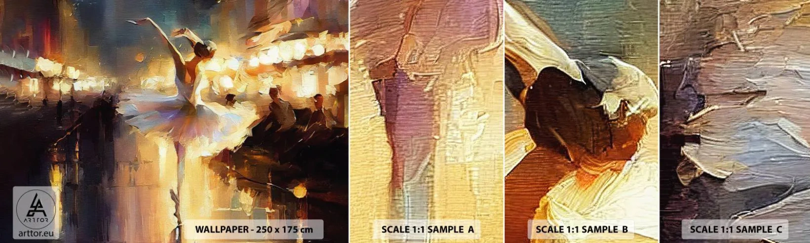 Fotobehang Monster Zelfklevend Deluxe Sticker - Wonder op straat - Ballerina, Dans, Olieverf - 100x30 cm