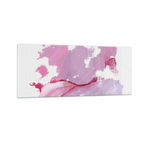 Schilderen op glas - Kaart van de roze wereld - 100x40 cm