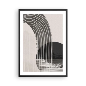 Poster in een zwarte lijst - Minimalistische abstractie in zwart-wit - 50x70cm - Daar en terug - Moderne wanddecoratie voor woonkamer en slaapkamer ARTTOR