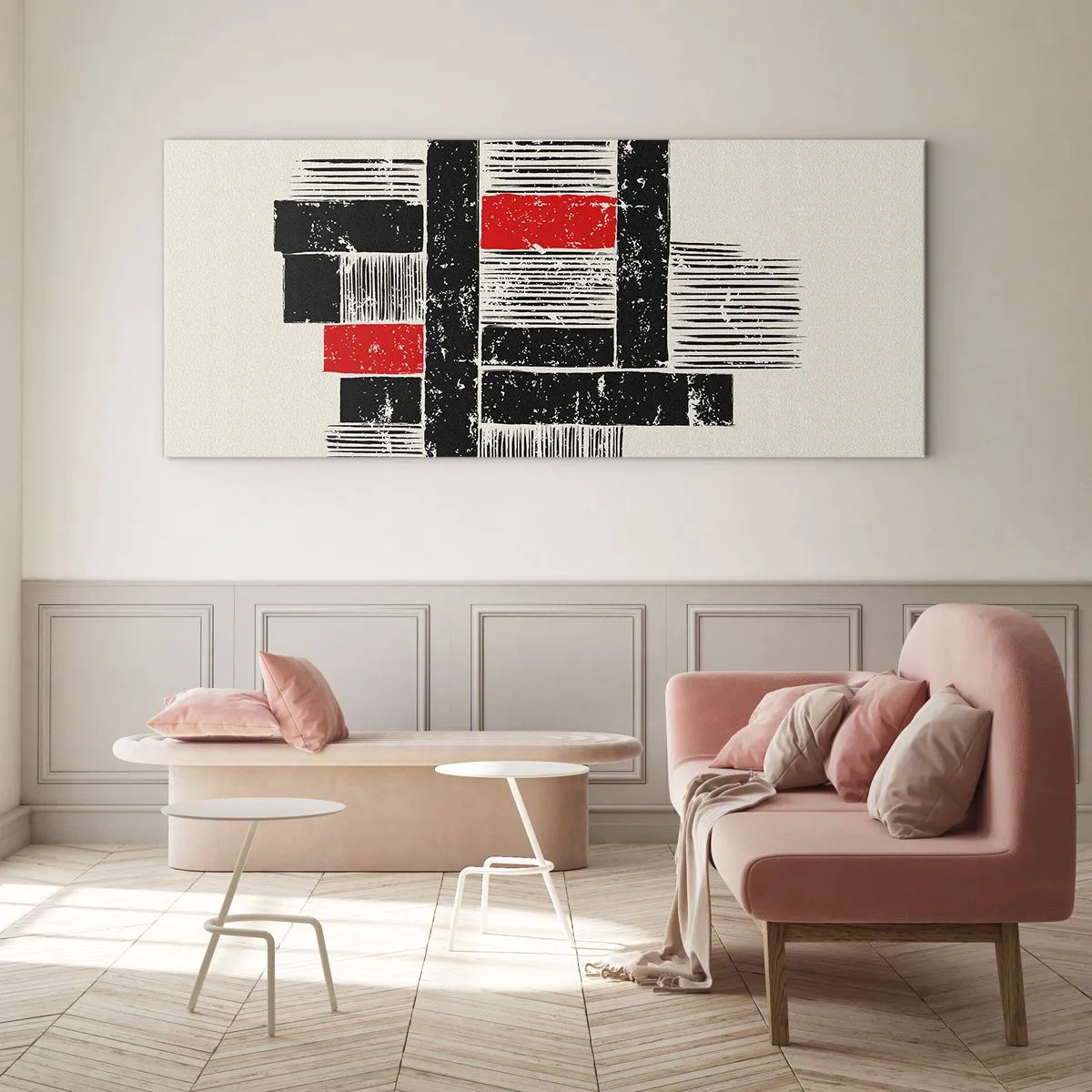 Schilderen op glas - Rood en zwart - 100x40 cm