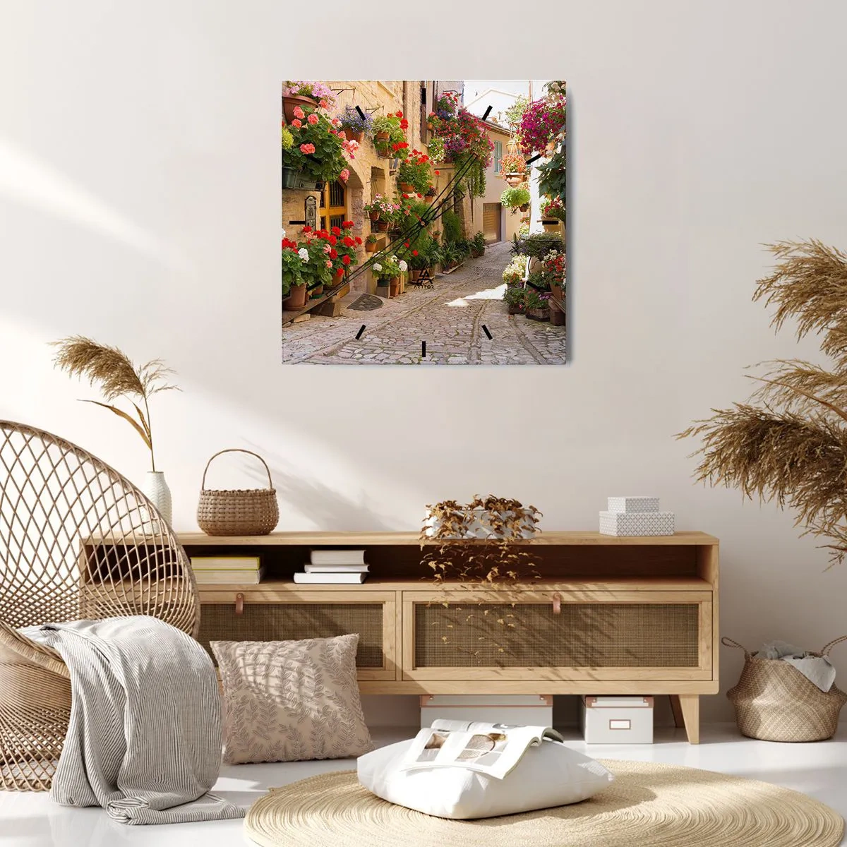 Wandklok - Klok - In de vloed van bloemen - 40x40 cm