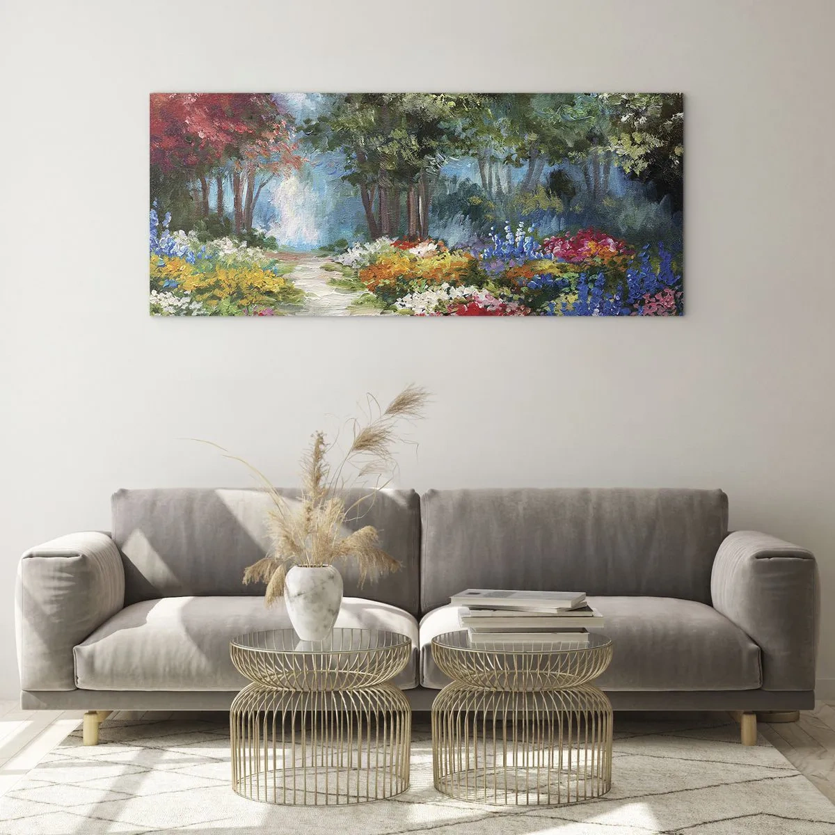 Schilderen op glas - Bostuin, bloemenbos - 120x50 cm
