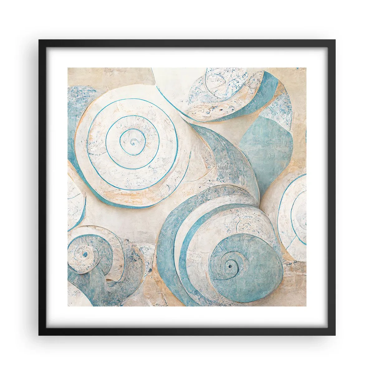 Poster in een zwarte lijst - Wat zit er in de schelp? - 50x50 cm