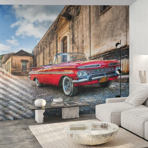 Fotobehang Premium Sand - Cubaanse emoties - Automobiel, Auto, Cuba - 100x70 cm
