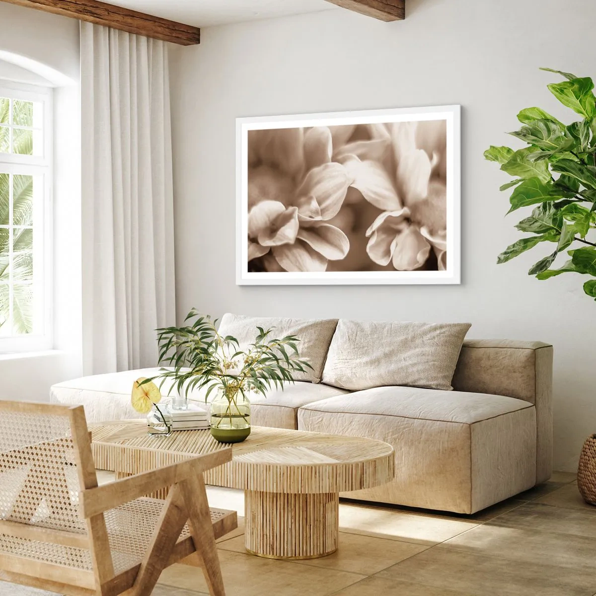 Poster in een witte lijst - Zo zacht als een glimlach - 91x61 cm