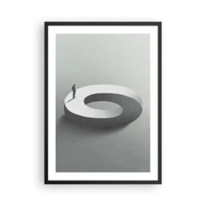 Poster in een zwarte lijst - Een minimalistische figuur op een geometrische structuur - 50x70cm - En wees hier slim - Moderne wanddecoratie voor woonkamer en slaapkamer ARTTOR