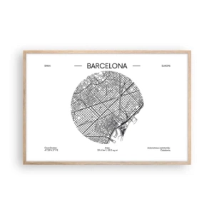 Een poster in een licht eiken lijst - Anatomie van Barcelona - 91x61 cm