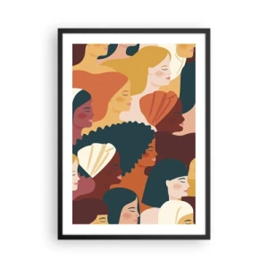 Poster in een zwarte lijst - Kleurrijke afbeeldingen van vrouwelijke profielen - 50x70cm - Alleen vrouwelijkheid - Moderne wanddecoratie voor woonkamer en slaapkamer ARTTOR