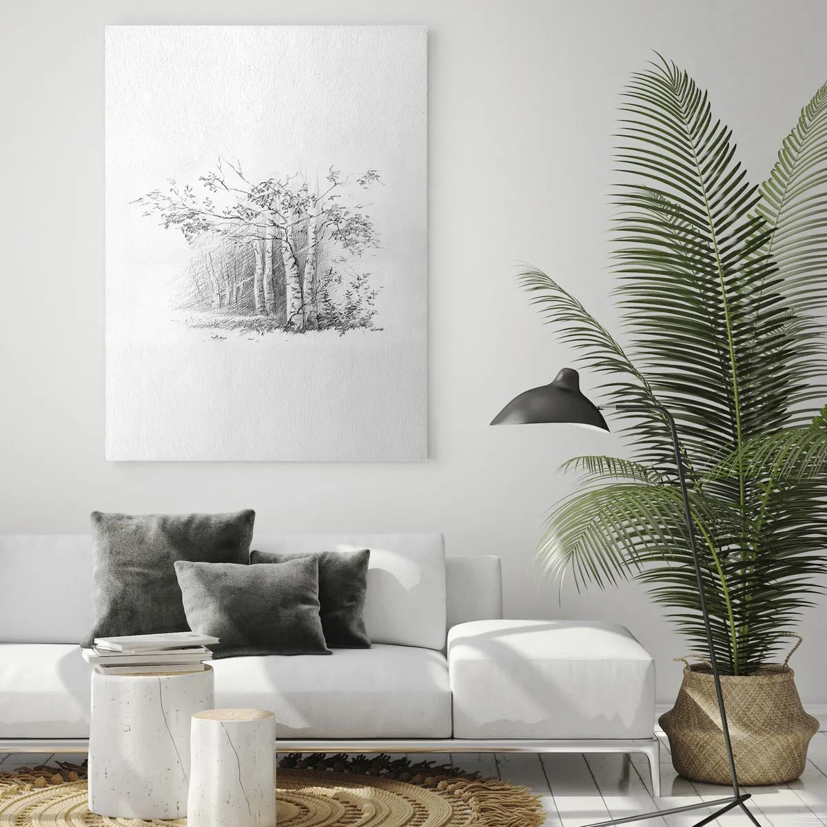 Schilderen op glas - Het licht van het berkenbos - 50x70 cm