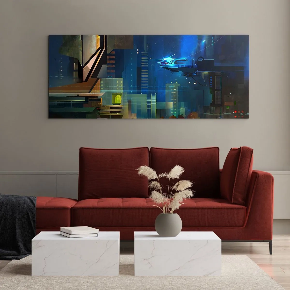 Schilderen op glas - In de nabije toekomst - 120x50 cm