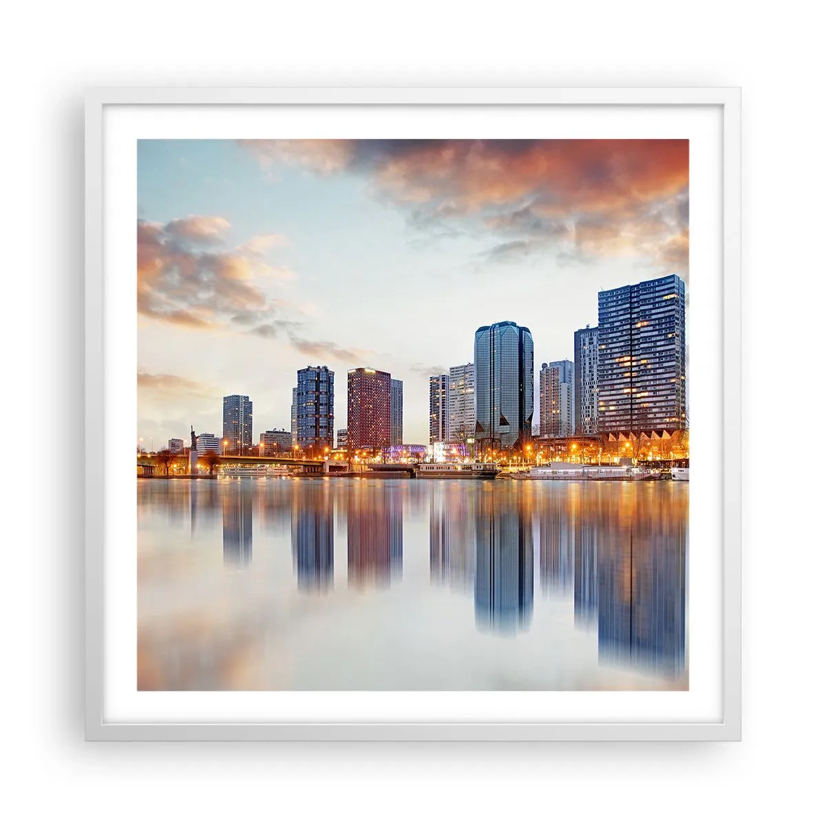 Poster in een witte lijst - De monumentale rust van Parijs - 60x60 cm