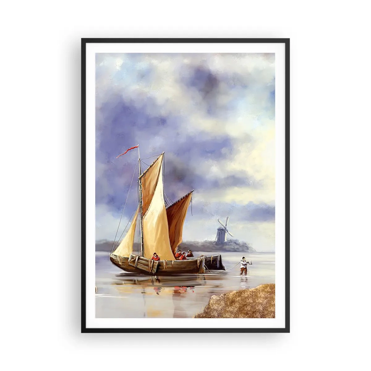 Poster in een zwarte lijst - De terugkeer van zeelieden - 70x100 cm