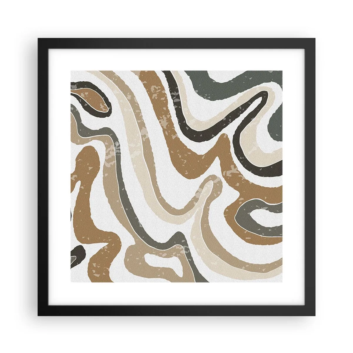 Poster in een zwarte lijst - Meanders van aardekleuren - 40x40 cm