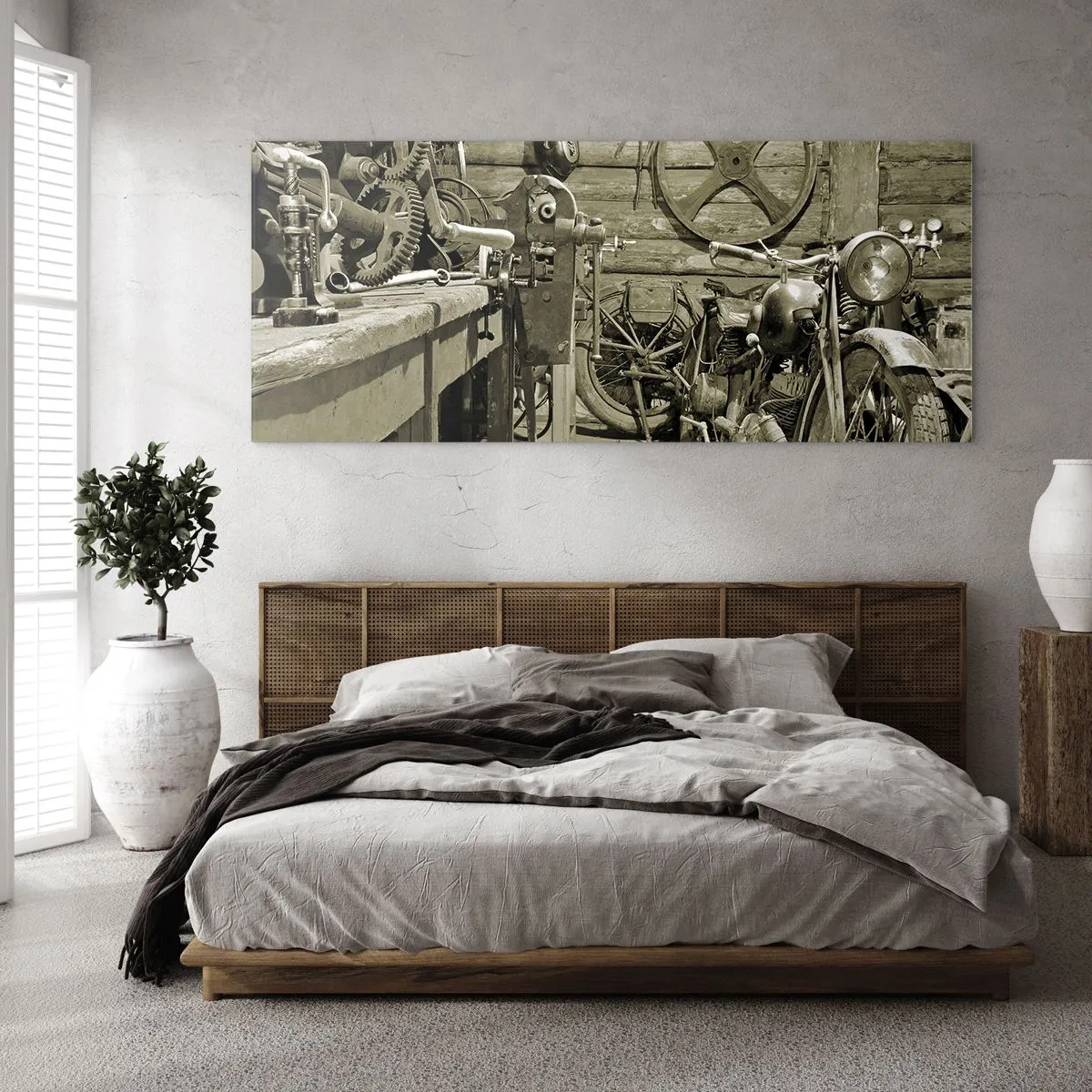 Schilderen op glas - In de schuur van oom Władek - 100x40 cm