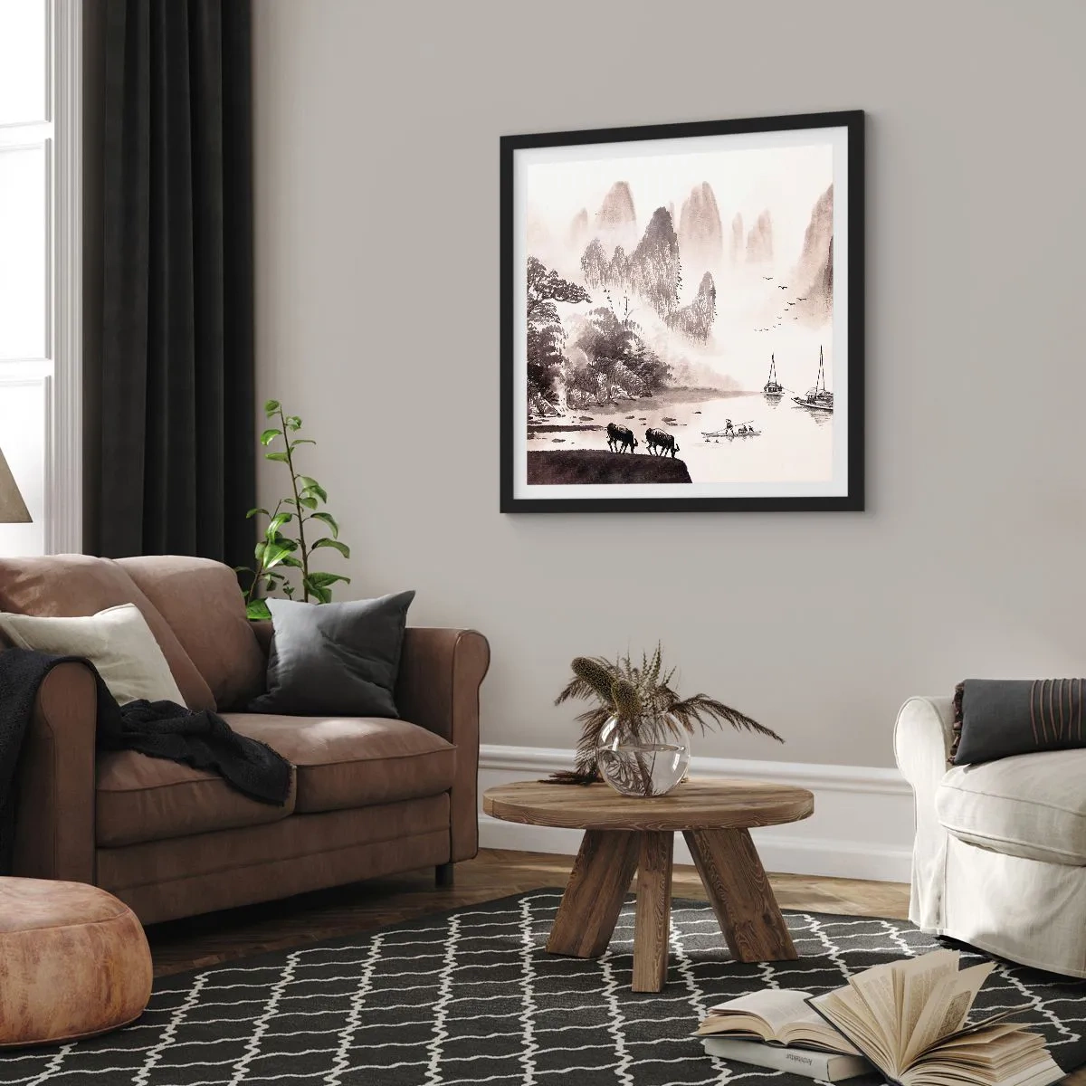 Poster in een zwarte lijst - Het exotische alledaagse leven van het Oosten - 50x50 cm