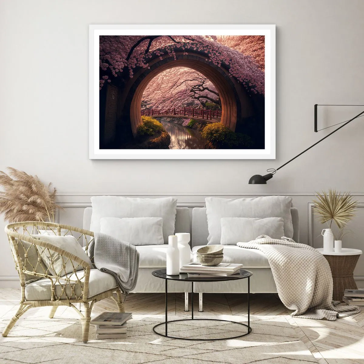 Poster in een witte lijst - Japanse lente - 100x70 cm