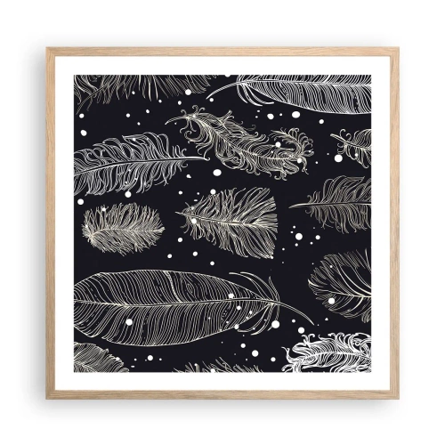 Een poster in een licht eiken lijst - Gevederde kant - 60x60 cm