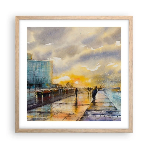 Een poster in een licht eiken lijst - Het leven aan de oever - 50x50 cm