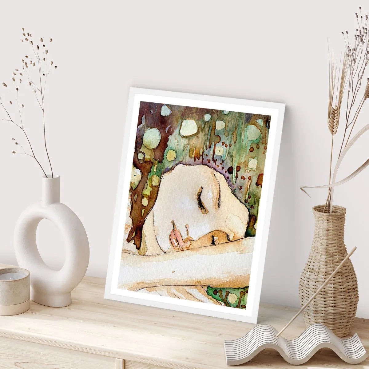 Poster in een witte lijst - Een smaragd-violette droom - 70x100 cm