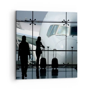 Schilderen op canvas - Vis a vis op de luchthaven - 70x70 cm