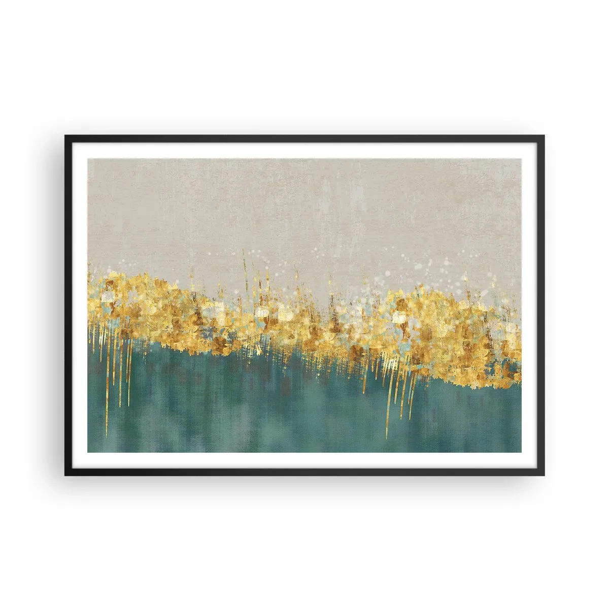 Poster in een zwarte lijst - De gouden rand - 100x70 cm