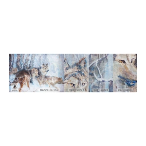 Fotobehang Monster Premium Sand - Aandacht! Hier komt ... - Dieren, Wolven, Woud - 100x30 cm