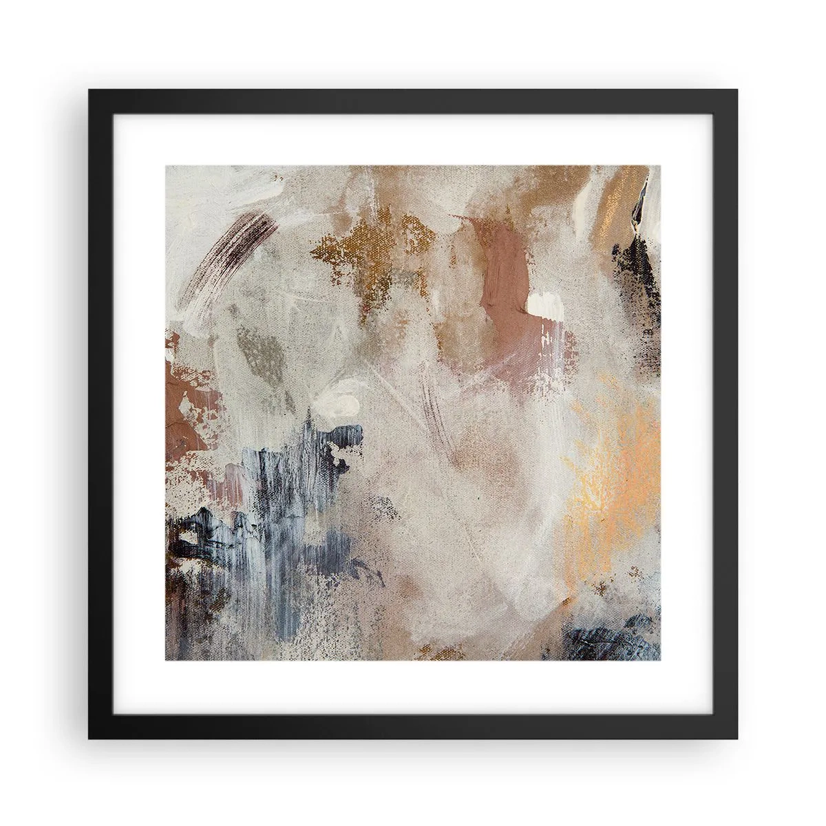 Poster in een zwarte lijst - Mistige abstractie - 40x40 cm