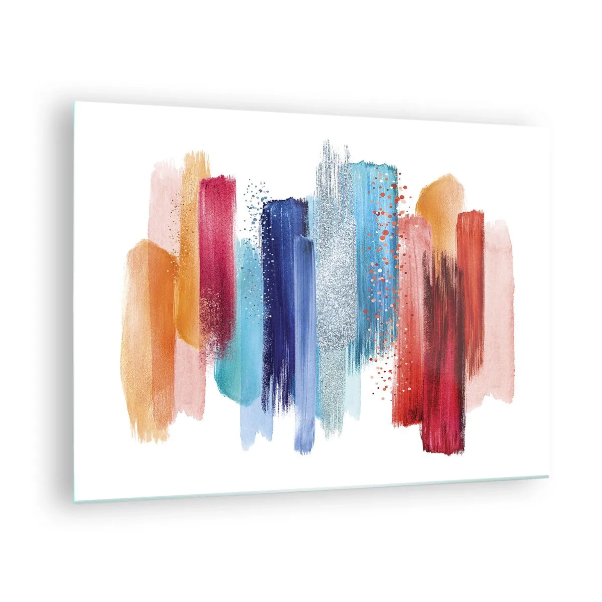 Schilderen op glas - Abstracte compositie van kleurrijke penseelstreken - 70x50cm - Omhoog en omlaag - Moderne wanddecoratie voor woonkamer en slaapkamer ARTTOR