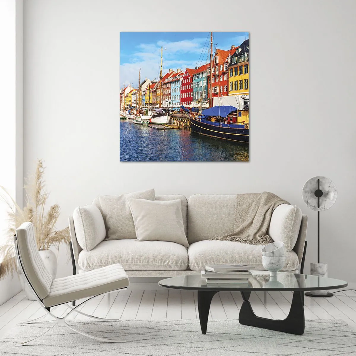 Schilderen op glas - Vrolijke werf - 60x60 cm