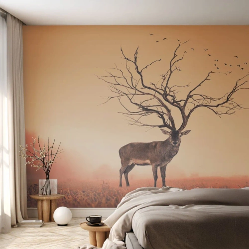 Zelfklevend Fotobehang Deluxe Sticker - Prajelen - de eeuwige geest van het bos - Abstractie, Hert, Natuur - 250x175 cm