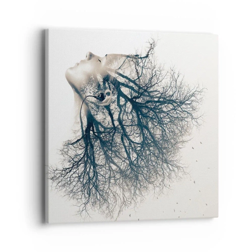 Schilderen op canvas - Luisteren naar het gefluister van bomen - 40x40 cm