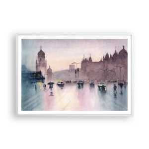 Poster in een witte lijst - In de regenachtige nevel - 100x70 cm