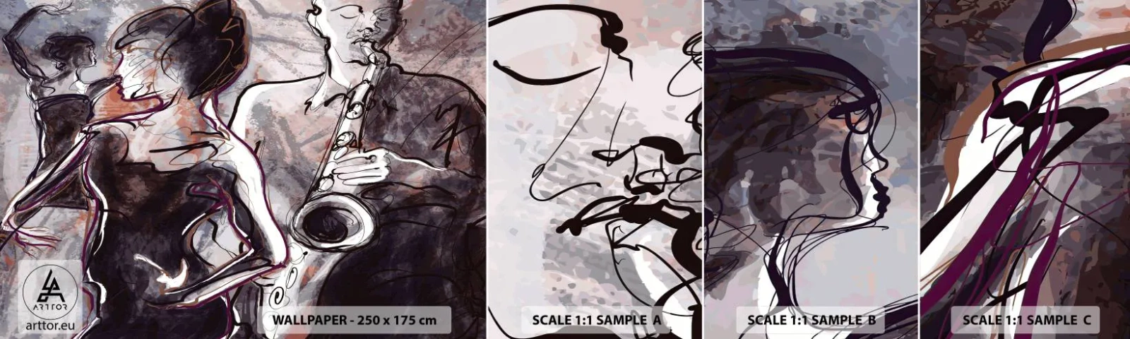 Fotobehang Monster Zelfklevend Deluxe Sticker - Los op in de muziek - Muziek, Jazz, Dans - 100x30 cm