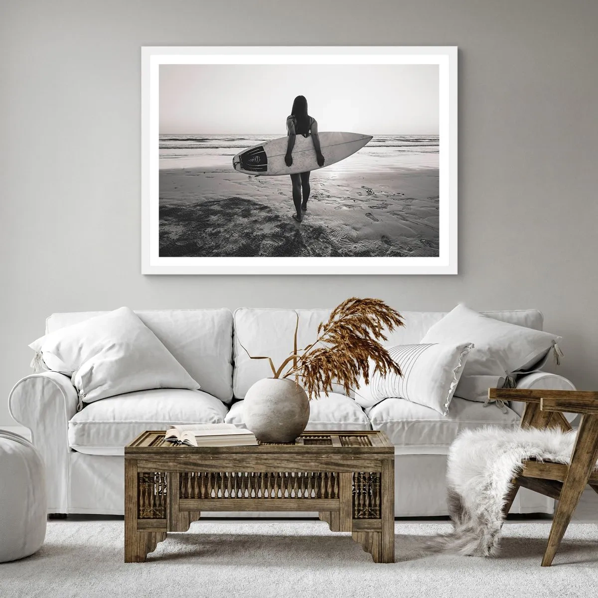 Poster in een witte lijst - De dochter van de zeegolf - 40x40 cm